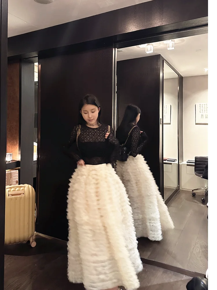 

Princ Sle Long Skirt Women's Heavy Work Fluffy Tulle f Skirt Pleated Layered Skirt Ci Commute High Waist Loose Fit
