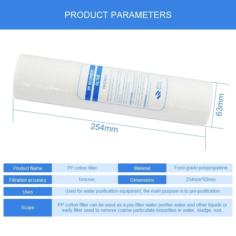 Water Purifier 10 Inch 2/4/6pcs 1-Micron Sediment Water Filter Cartridge PP Cotton Filter Water Filter System