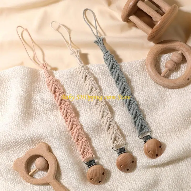 

23GD 3xPacifier Clip Chain Hand-knitting Toddler Feeding Bottle Strap Belt for 0-24M