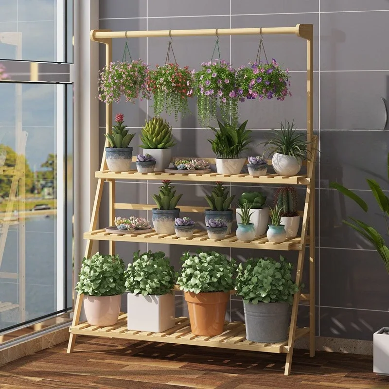 Bamboo Tiered Indoor Plant Stand Folding Multi Level Balcony Living Room Succulent Plant Rack Plant Stand Outdoor Plant Shelf