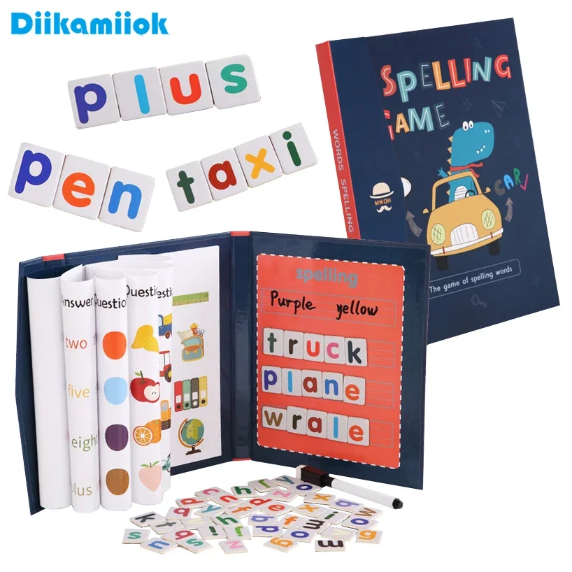 1pc Magnetic Alphabet Spelling Word Puzzles Games for Kids English Teaching Aids Children Learning Education Wooden Toys
