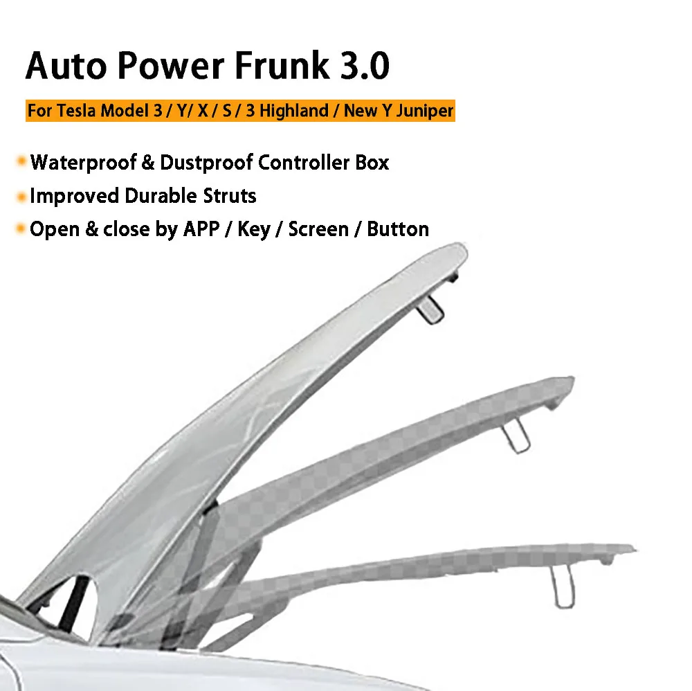 Auto Power Frunk 3.0 for Tesla Model YL Y 3 X S New Y Juniper Waterproof Electric Front Trunk Gate Automatic Lift Close Car Part