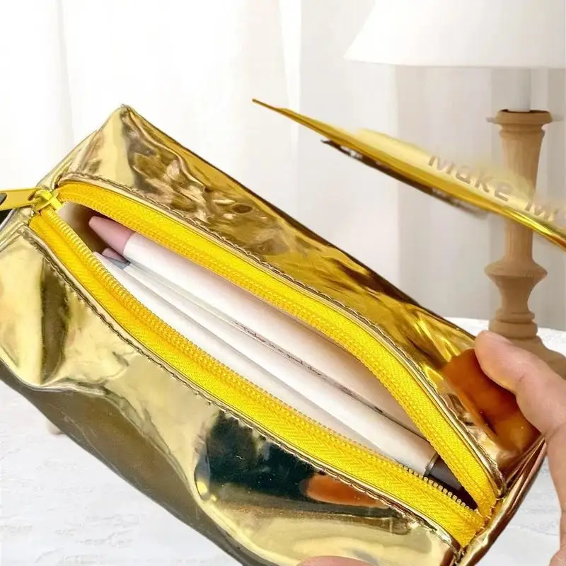 Simulation Gold Bar Pencil Case-Large Capacity Vintage Design StationeryOrganizer,Multi-Functional StorageBag with CulturalTheme