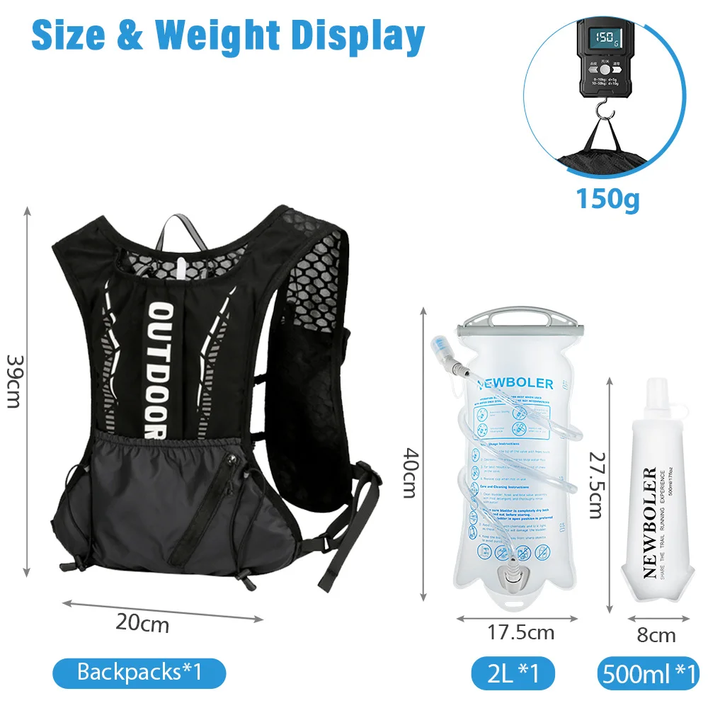 NEWBOLER Outdoor Sports Running Bag Breathable Hydration Jogging Backpack Lightweight Cycling Backpack with Water Bottle - view 4