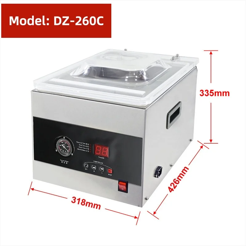 Table Top Chamber Vacuum Sealer Machine Commercial Digital Vacuum Packing Machine for Meat Food Fruit Preservation Packaging