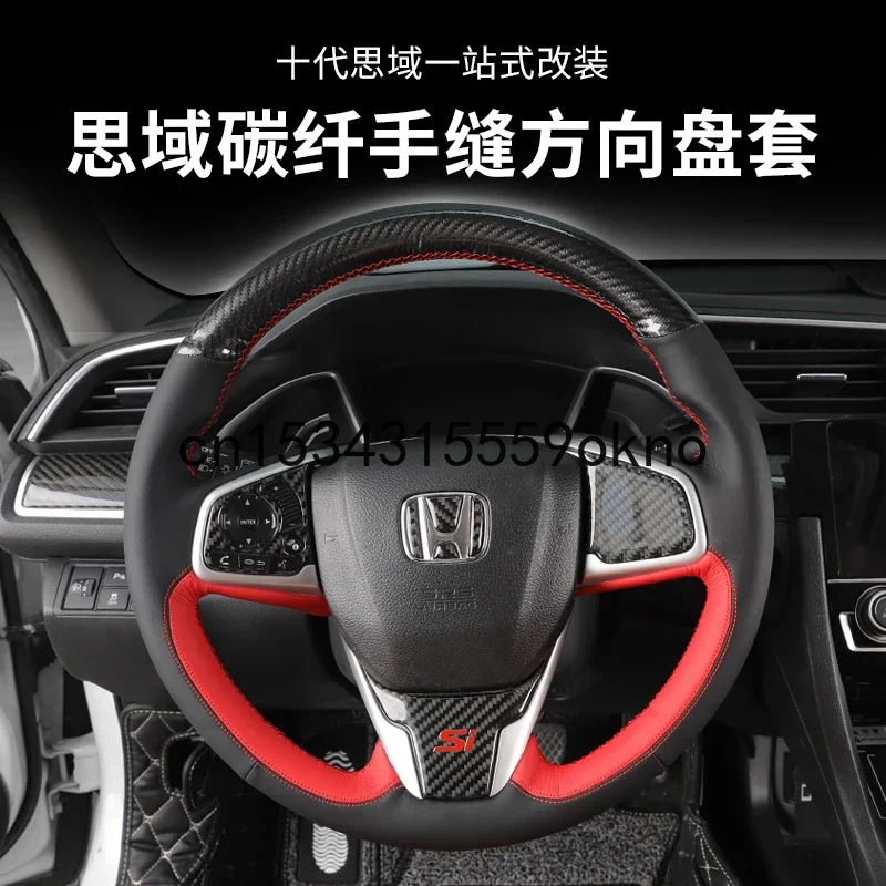 DIY Stitching Steering Wheel Cover For Honda Civic 10th Car Accessories