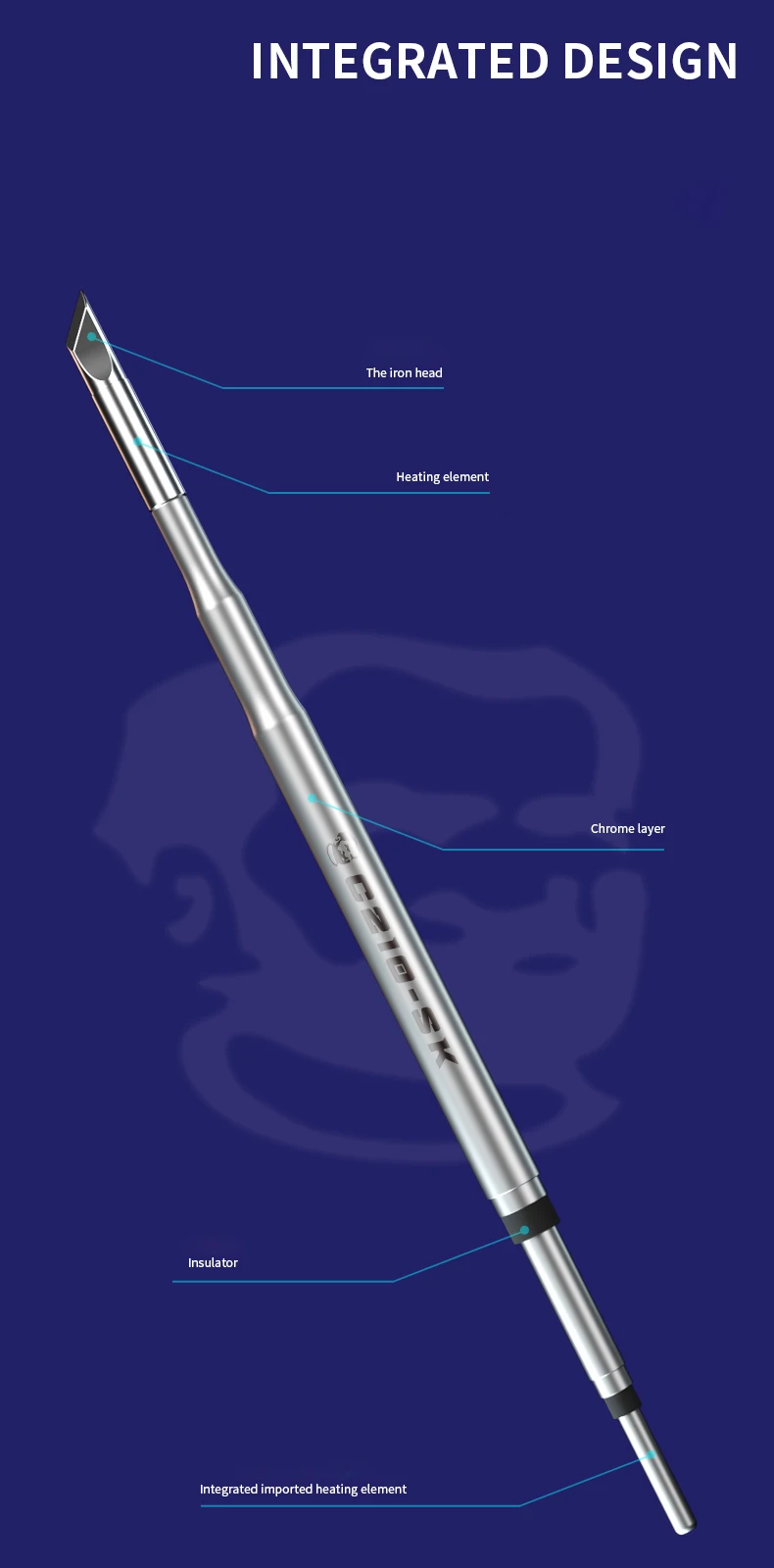 طرف مكواة لحام دقيق ميكانيكي، C210، TI، TS، SK، صفائح في طرف مدبب 1s، شفرة الكوع، قلب مكواة لحام لـ SMD #5