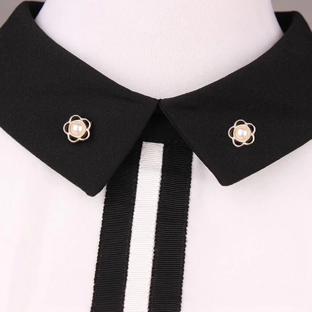 10pcs Flower Button Shirt Chiffon Cardigan Neckline Brooch Pin Cufflinks Scarf Buckles Pearl Style