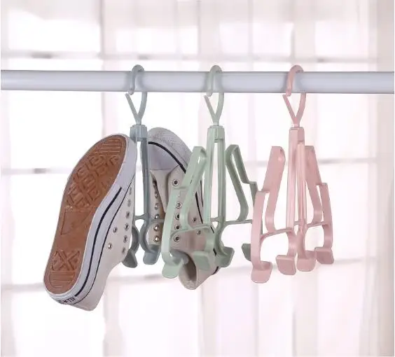 1Pc 360 Degrees Mini T Windproof Double Hook Multifunction Plastic Material For Balcony Hanger Shoe Rack Hanging Rack Storage