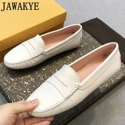 Simple Designer Flat Loafers Real Leather Daily Shoes Woman Slip-on Lazy Loafers Message Sole Driving Shoes for Women