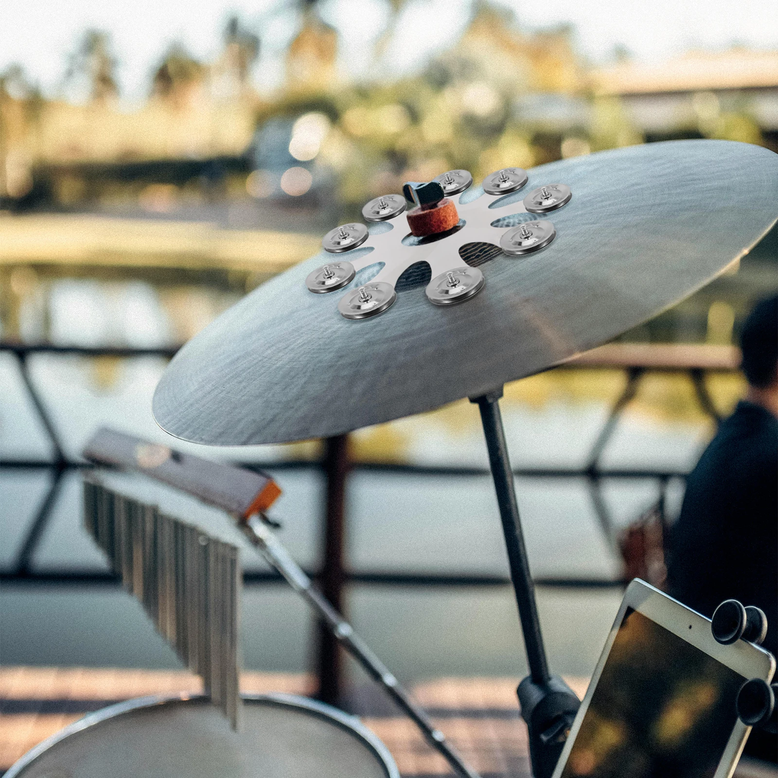 

Cymbal Bell Ching Ring Steel Replacement Accessories Stainless Bass Drum Hoop Tambourine Cymbals Child and Kit