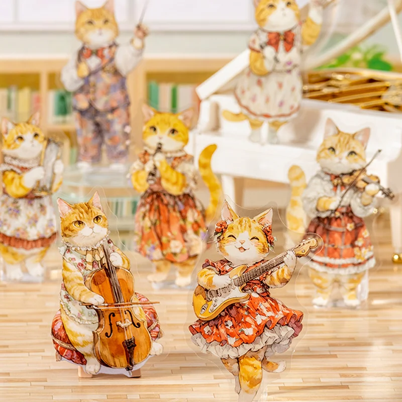 Mr Paper 60 pezzi Cat's Club Day Series Adesivi in PET a tema gatto Manuale fai da te Collage Journal Notebook Album Custodia per telefono Tazze per laptop