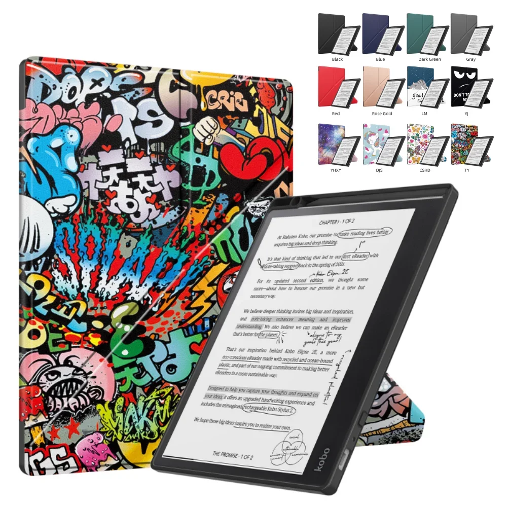 For Kobo Libra Colour 2024 7 inch Smart Magnetic PU Leather Case Shockproof Protective Shell Auto Sleep/Wake