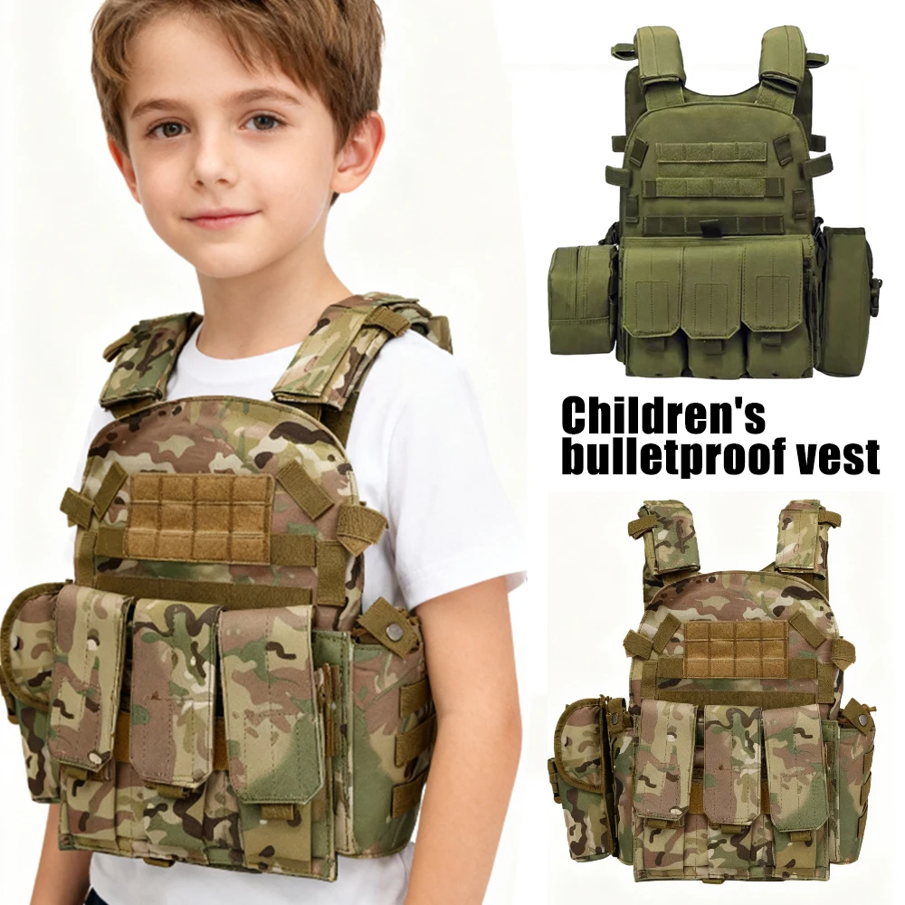 Kids Level III Bulletproof Vest Camouflage Tactical Body Armor Breathable Multi Functional 6094 Vest Stab Proof