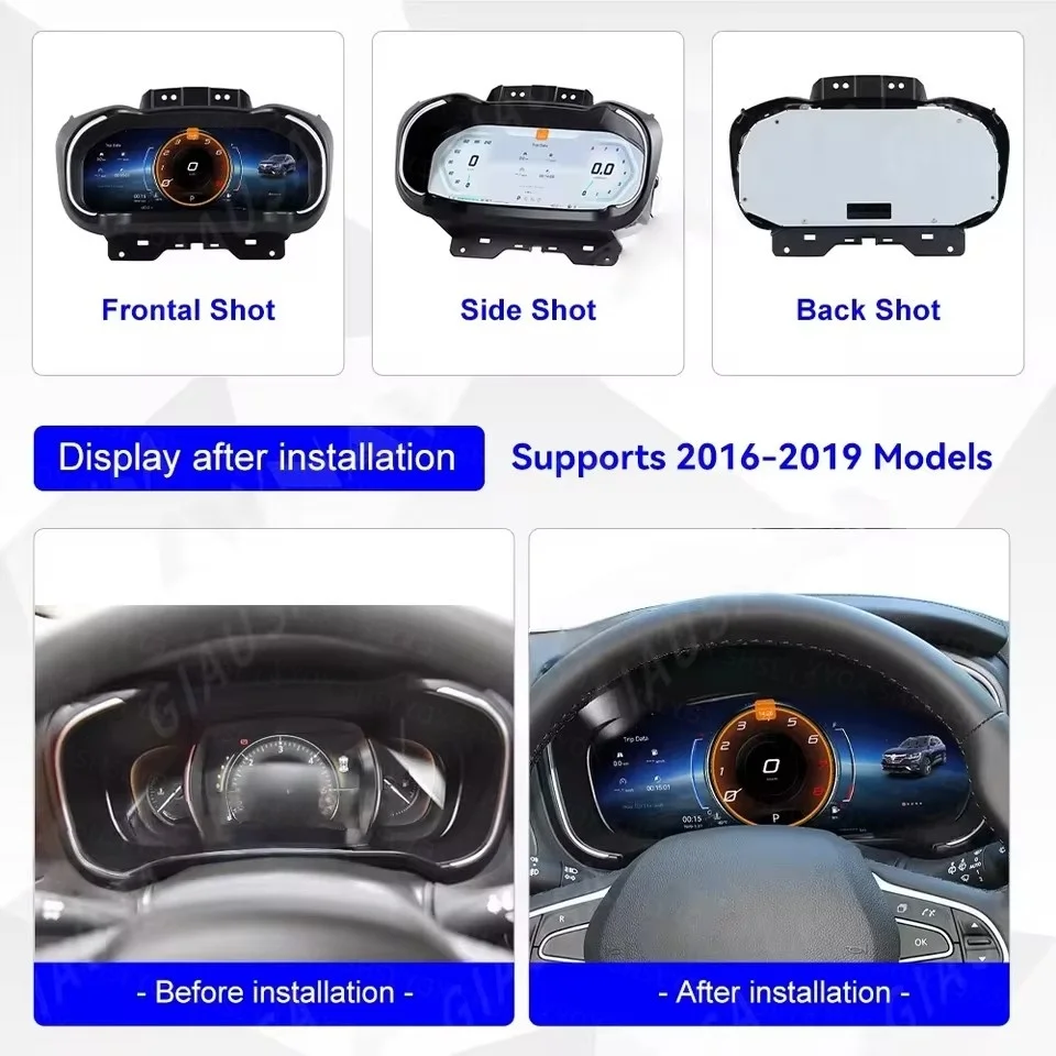 For Renault Megane Koleos 2016-2023 Car LCD Dashboard Digital Cluster Virtual Cockpit Instrument Speedometer Multifunctional