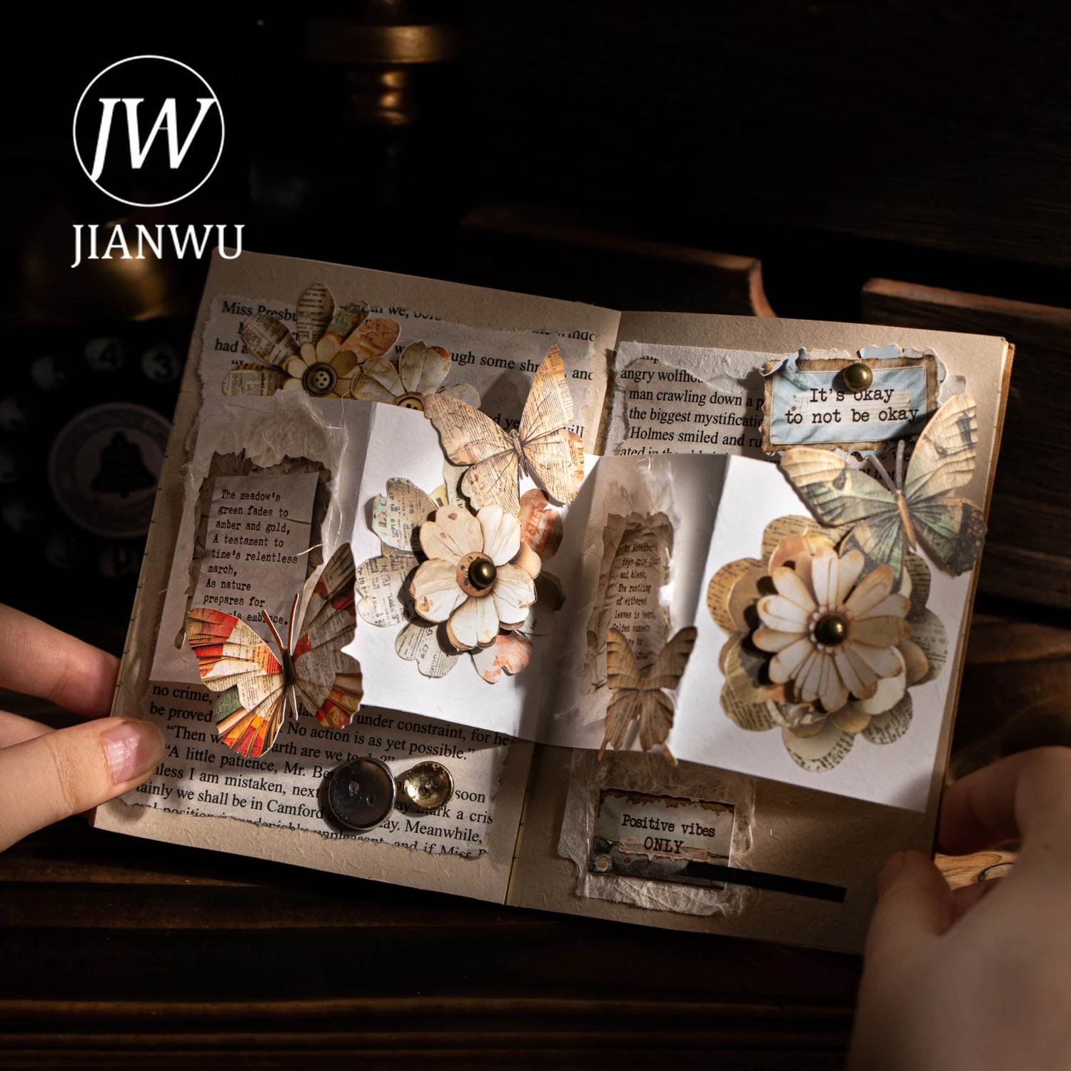 Jianwu carta através do tempo série vintage borboleta flor paisagem material colagem adesivo criativo lixo diário papelaria