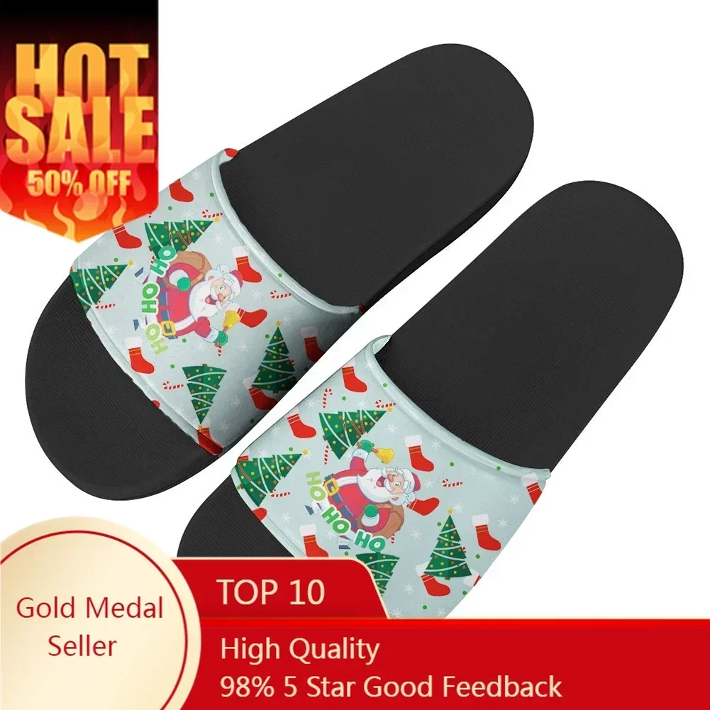 Christmas Santa Claus Snowflakes Slippers Home Water Shoes Men Women Teenagers Children Beach Pool Sandals Custom Summer Slipper