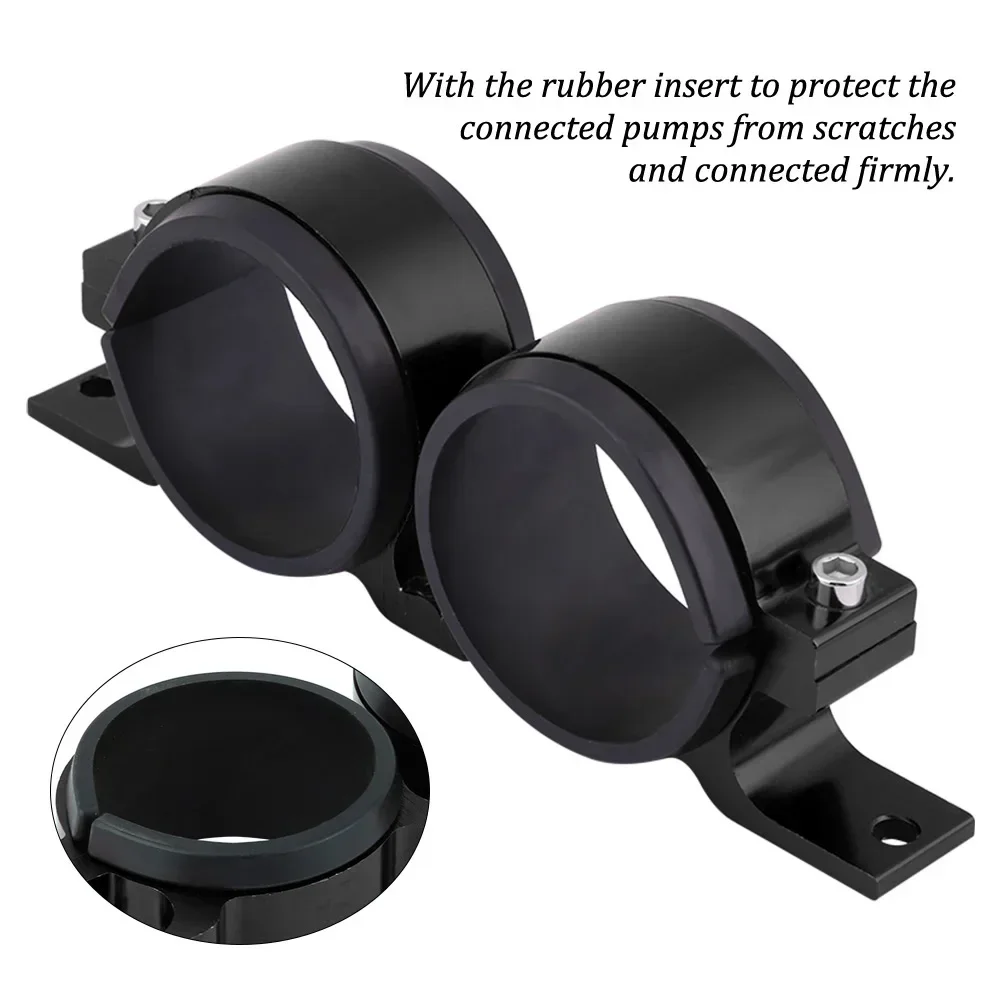 Aluminum Alloy 60mm Car Fuel Pump Mounting Bracket Dual Filter Clamp Cradle Black