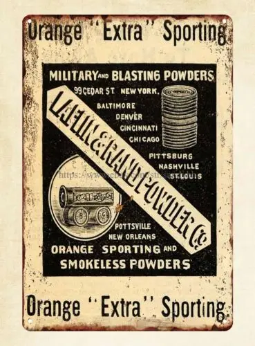 1895 Ad Laflin & Rand Powder Company Military Blasting tin sign plaques signs