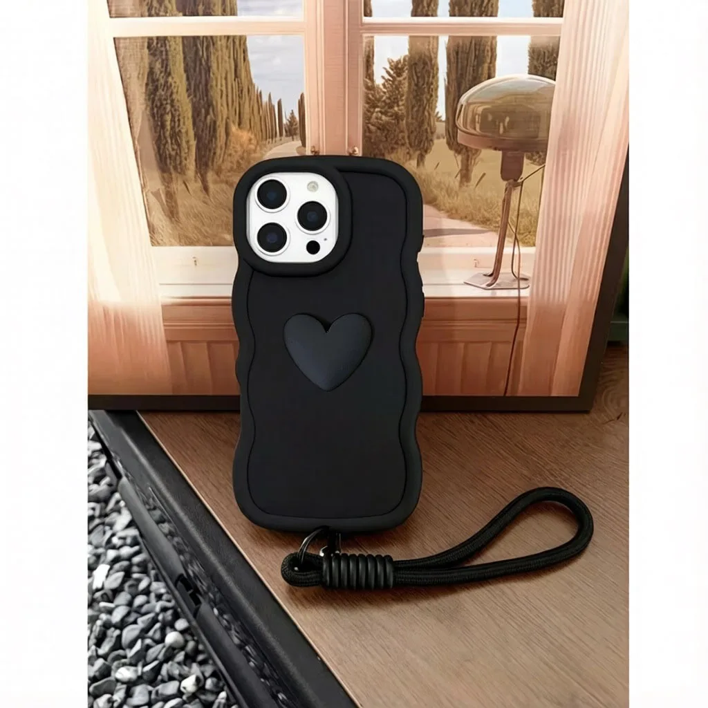 For Vivo V70 V70E V60 V50 Y19S Y29 Y400 Y05 Y04 3D Love Heart Wavy Frame Lanyard Shockproof Cover