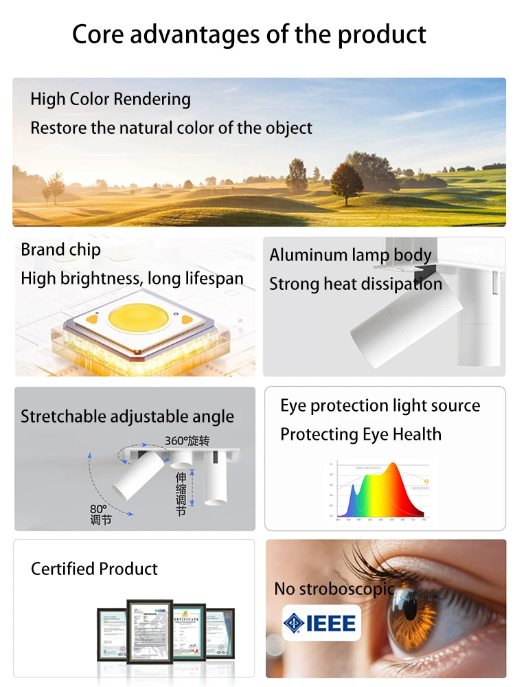 Led Spotlights Recessed 3 4 5 Heads Spot Light Stretchable Adjustable Angle Ceiling Lamp Small Mini COB Lighting For Home Art
