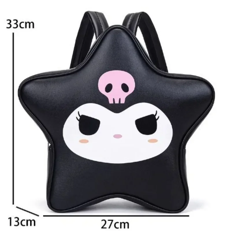 Kuromi HelloKitty Japanese Kawaii Creative Five-pointed Star Large-capacity PU Backpack Y2k Sweet Hot Girl Style Backpack