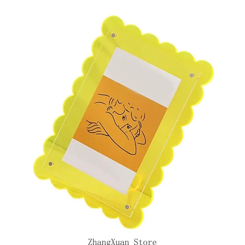 Klarer Acryl-Bilderrahmen, Kunststoff-Bilderrahmenhalter, Wellen-Fotorahmen, Desktop-Display für Home-Office-Sammlungen 3XUF – Detail 4