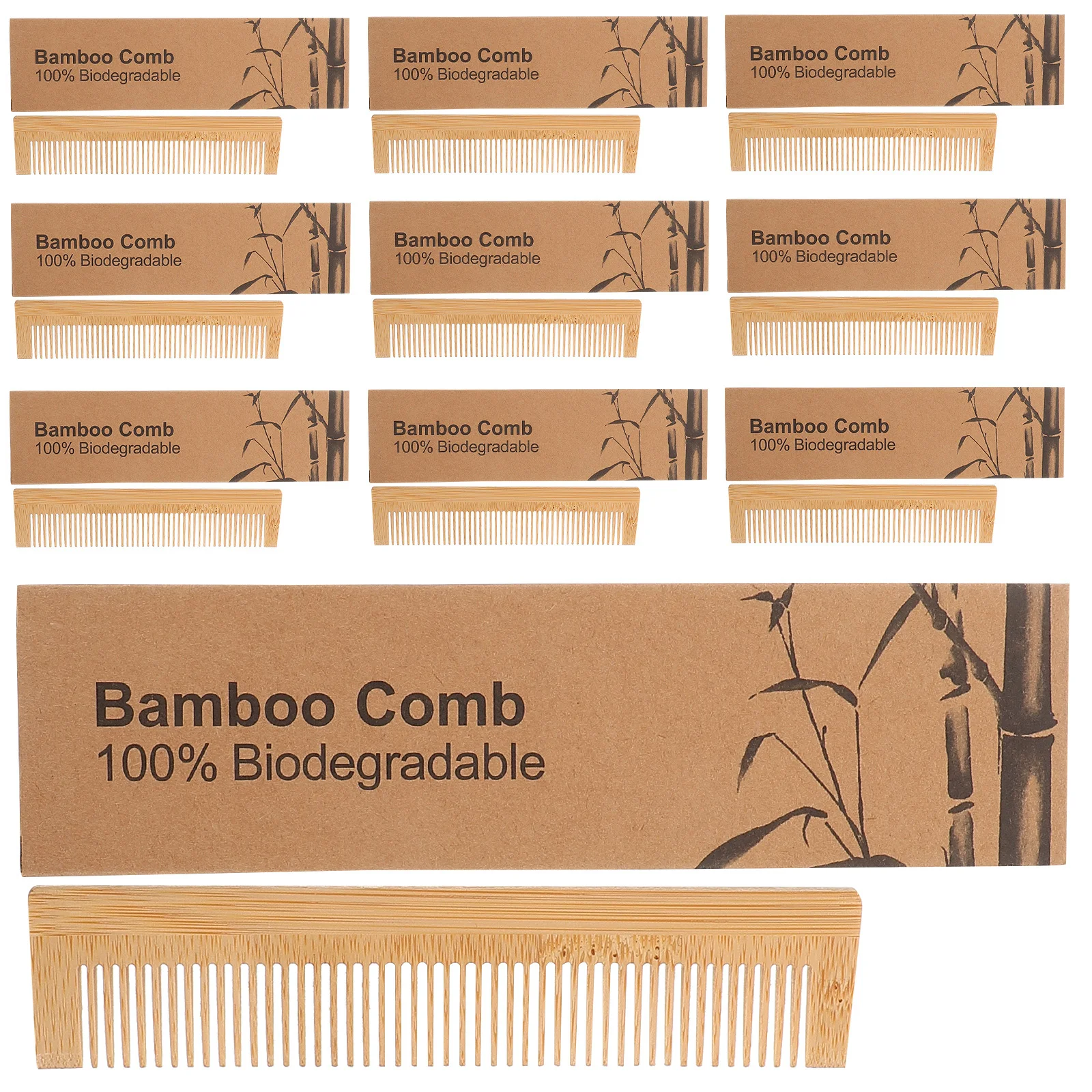 

10Sets Disposable Wooden Combs Anti-Static Fine Tooth with Case for Hotel Travel Wooden Hair Combs for Women Teasing Comb