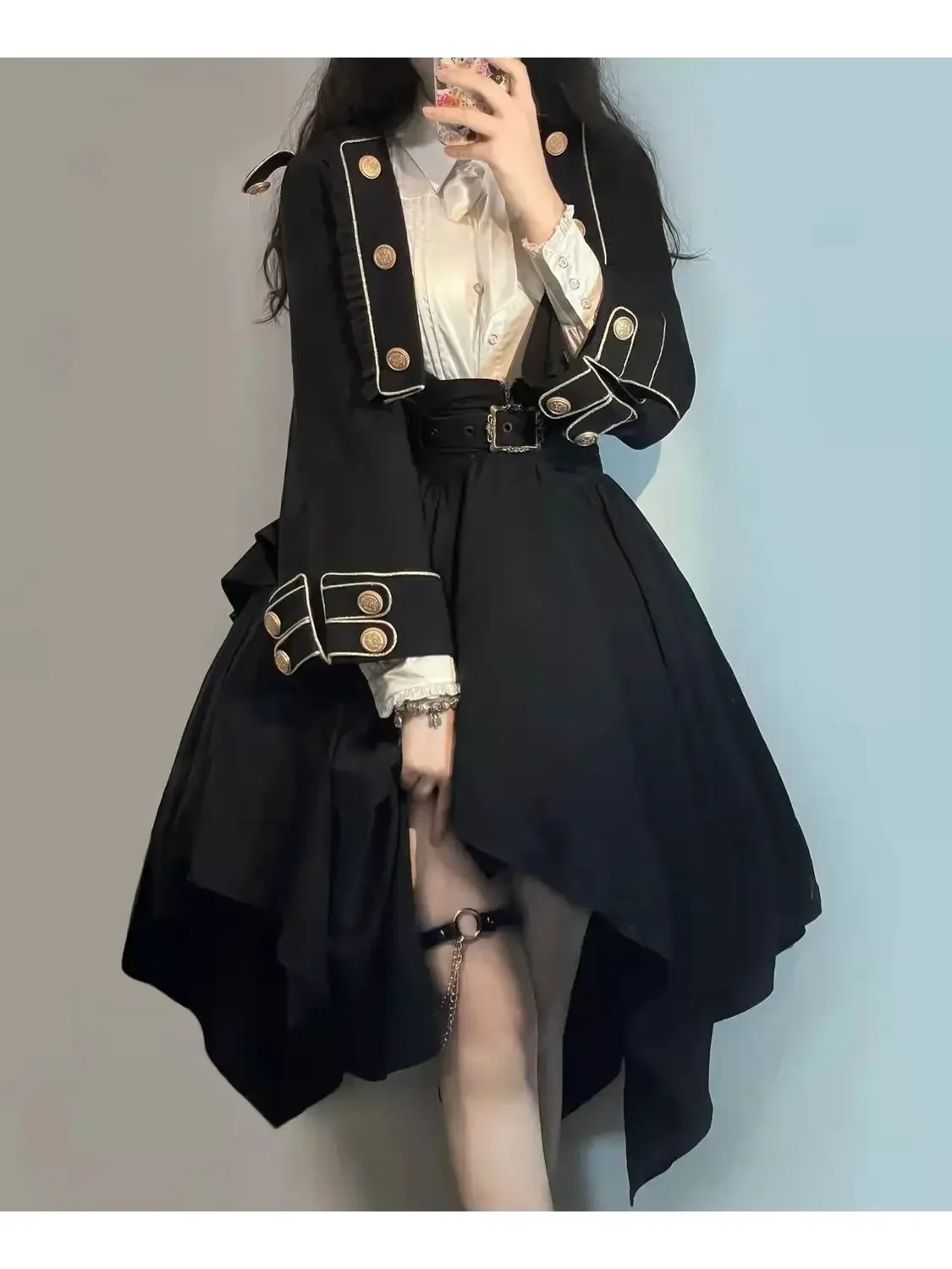 Women Halloween Lolita Set College Style Lolita Jacket Shoulder Dress 2024