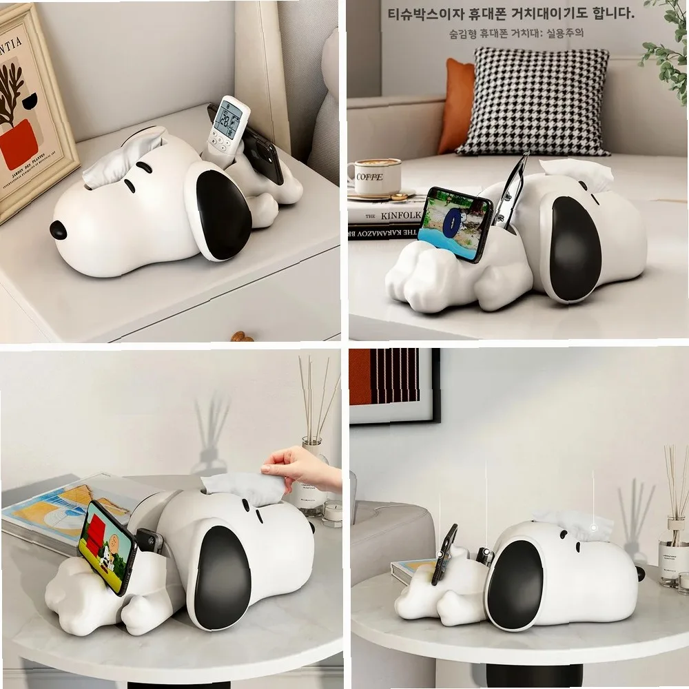 Multifunctional Resin Tissue Box Holder with Phone Stand & Remote Storage for Living Room Coffee Table Decor