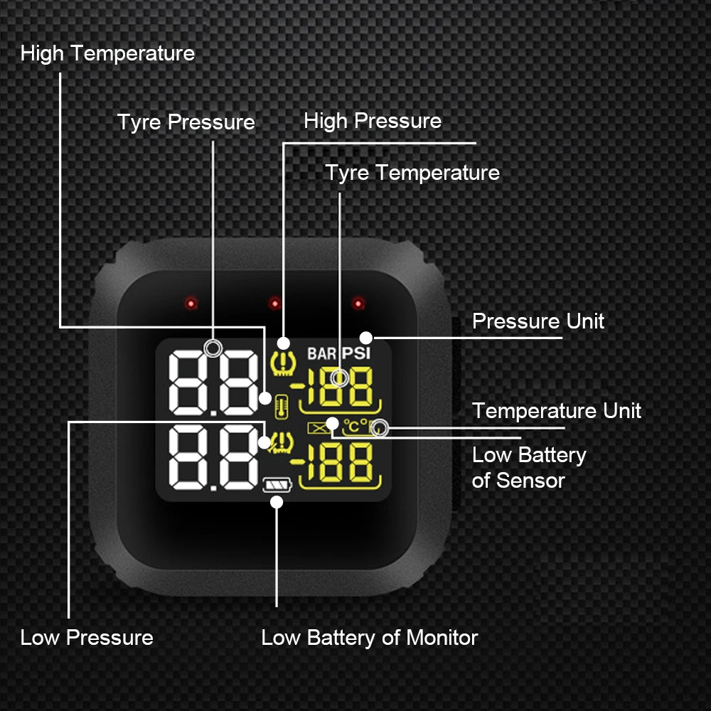 M3 Moto LCD Display Motorcycle Real Time TPMS Tire Pressure Monitoring System External Sensors Waterproof Wireless