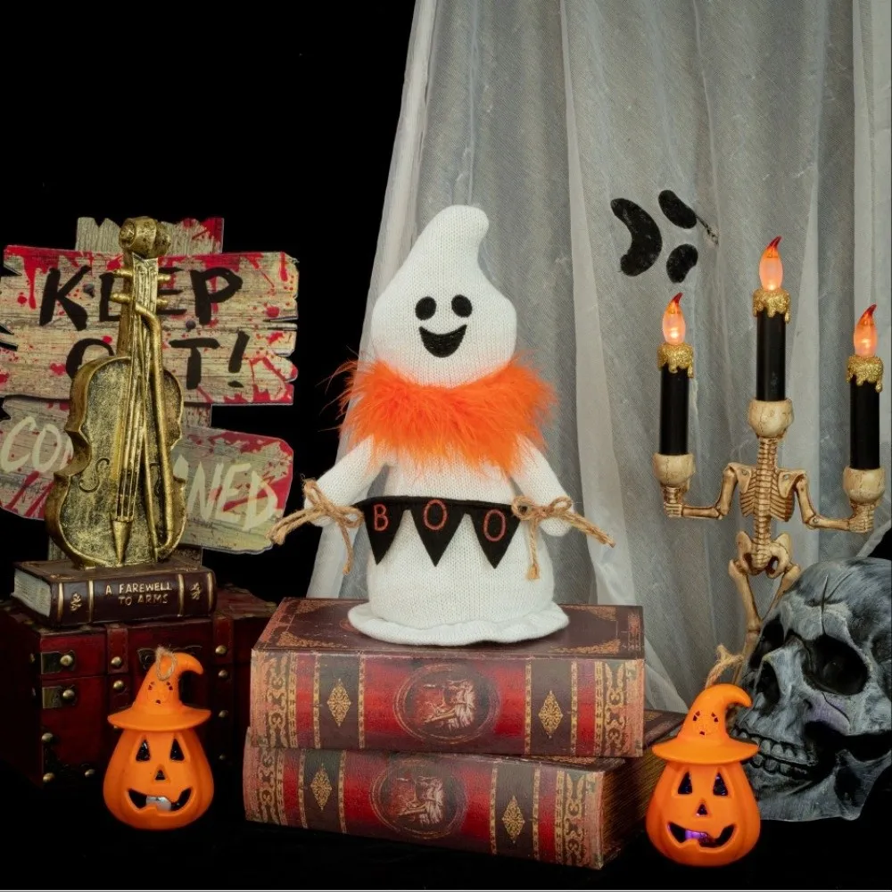 

Creative Soft Halloween Ghost Doll Scary With Scarf Ghost Figurines Funny Ghost Festival Ornament Photo Props