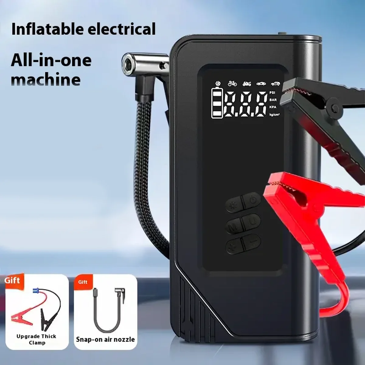 1000A Car Jump Starter with Tire Inflators 8000mAh Power Bank LED Light Car Battery Booster with Digital Air Pump Air Compressor