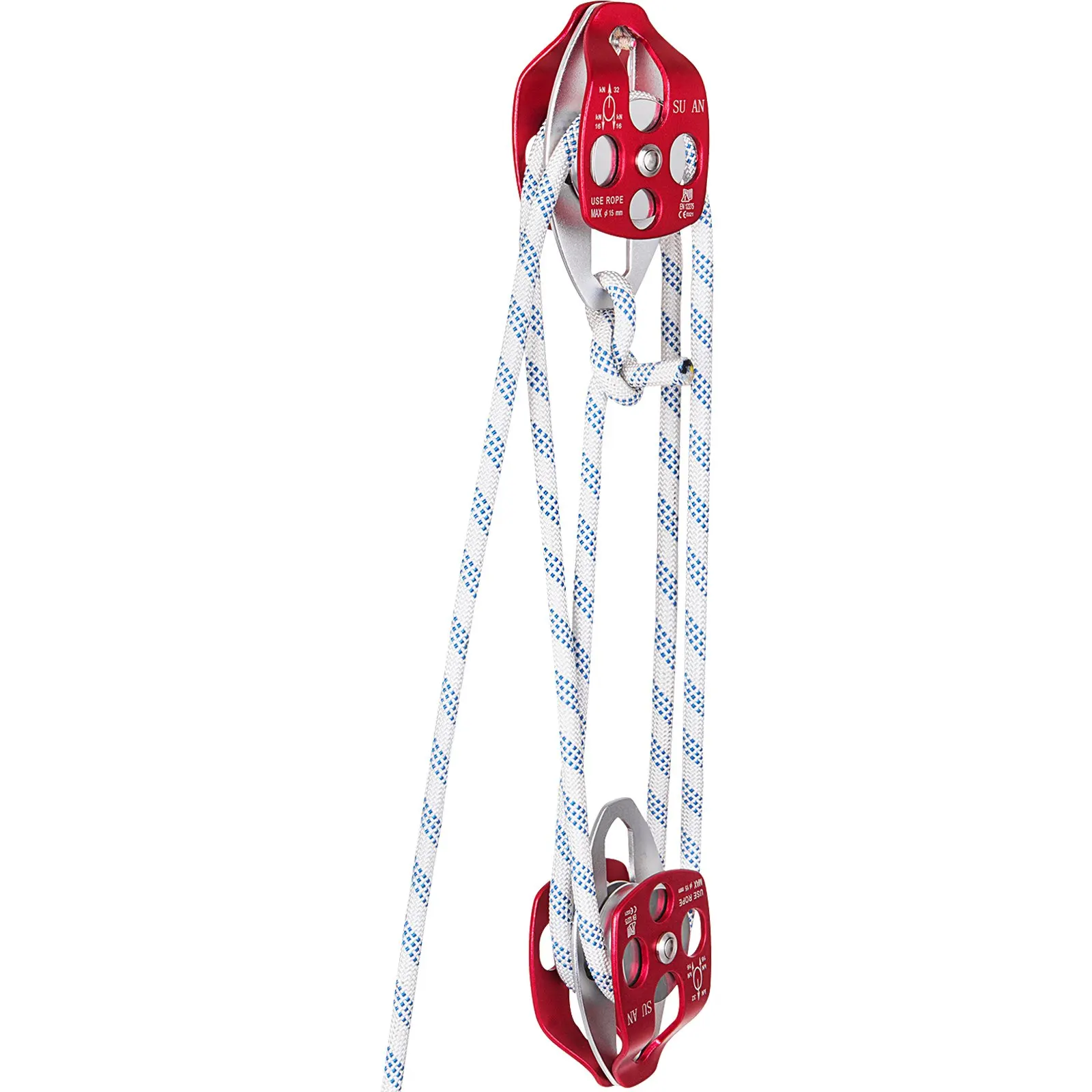 

Twin Sheave Block And Tackle 7700LBS Pulley 150Ft, 1/2Inch Double Braid Rope