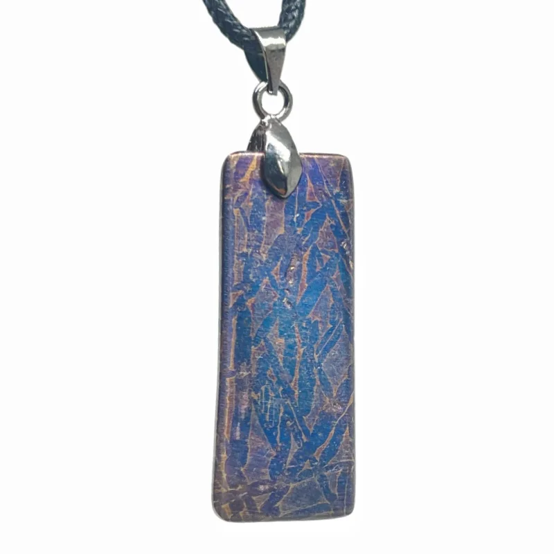 Authentic Muonionalusta Iron Meteorite Heat-Treated Necklace  Fine Meteorite Pendant series LK419