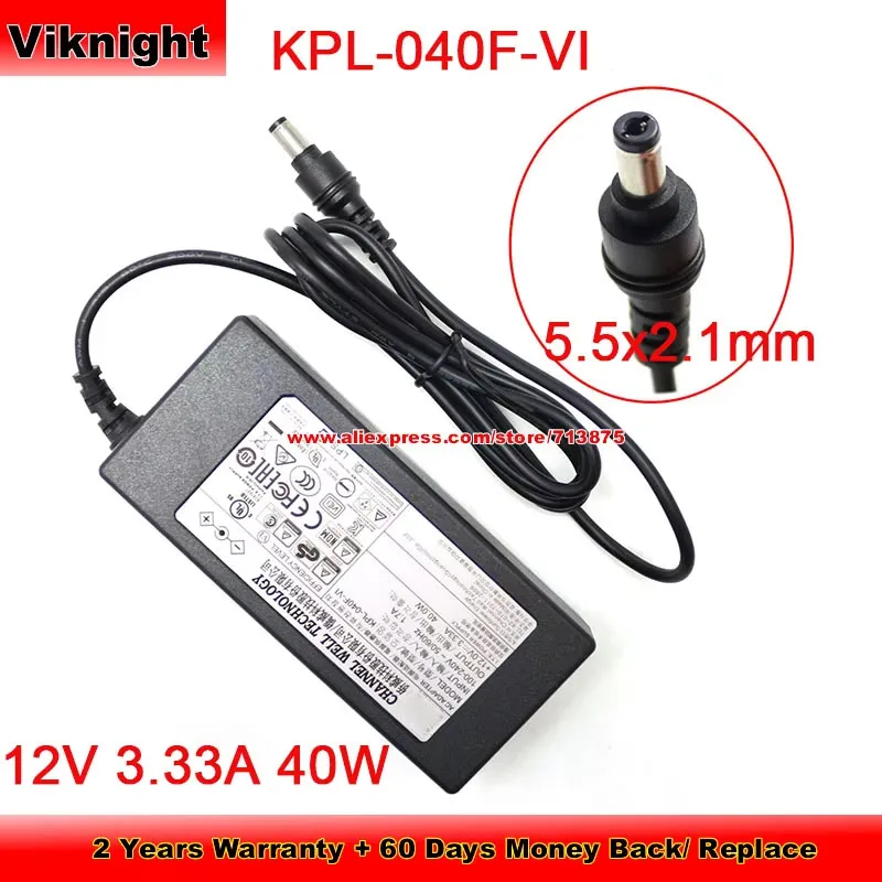 

KPL-040F-VI AC Adapter KPL040FVI 12V 3.33A 40W 5.5x2.1mm For HIKVISION DS-7P16NI-Q2 NIXEUS NX-VUE24A VIEWBOARD MINI IFP2710