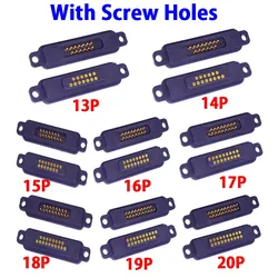 13P 14P 15P 16P 17P 18P 19P 20Pin With screw holes Waterproof Magnetic Pogo Pin Connector 2A Spring Loaded DC Power Socket