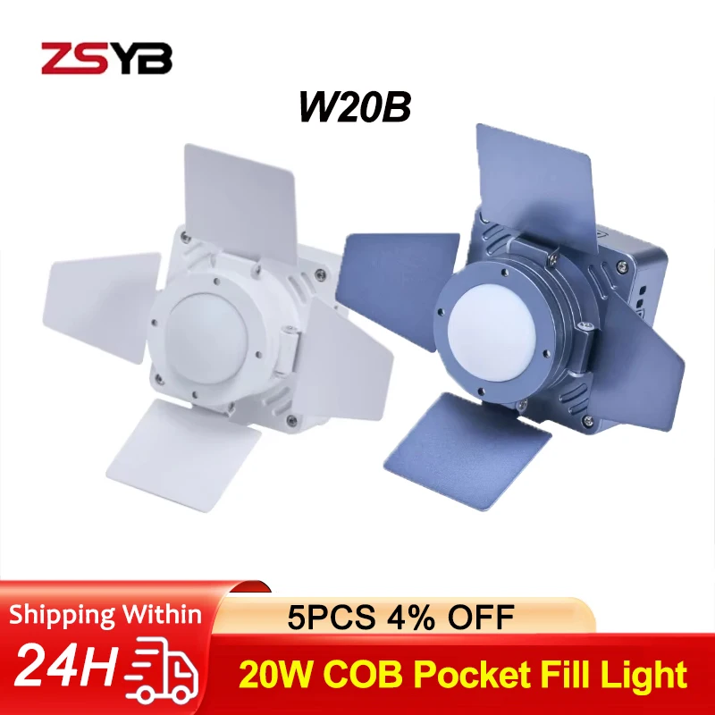 

ZSYB W20B 20W Photography Light 2700-6500K Handheld Portable Pocket LED Lamp for Outdoor Video Shooting Build-in 5000mAh Battery