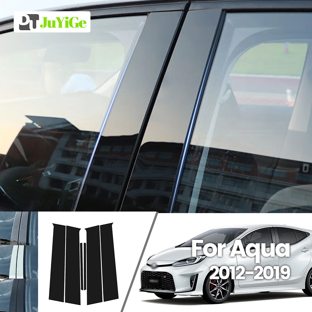 

For Toyota Aqua 2012-2019 2013 2014 2015 2016 2017 2018Bright Black Carbon Fibre Window Door B C Sticker