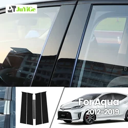 For Toyota Aqua 2012-2019 2013 2014 2015 2016 2017 2018Bright Black Carbon Fibre Window Door B C Sticker