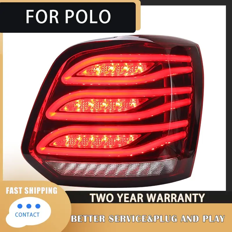 Car Styling For Volkswagen VW Polo Tail Light Assembly 2011-2017 LED TailLight dynamic turn signal Rear Lamp Accessories