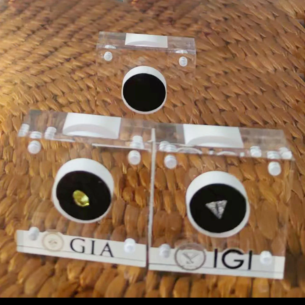 

2Pcs Transparent Loose Diamond Storage Box Gemstone Jewelry Display Stand CVD Zircon Organizer Bare Stone Showcase for Gems