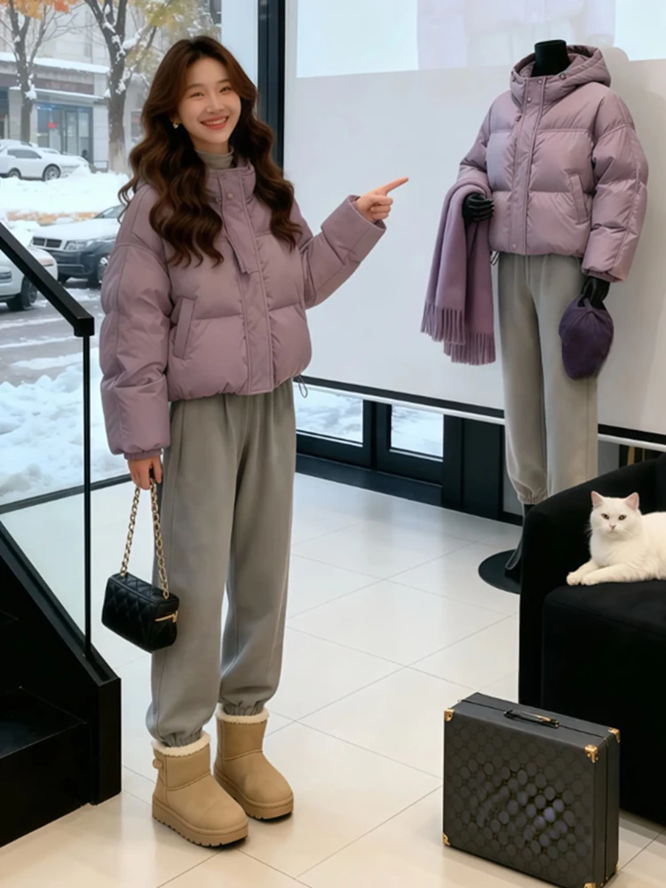 

Повседневная женская утепленная куртка с капюшоном из хлопка, универсальная, модная, зимняя новинка, подходит для небольших размеров