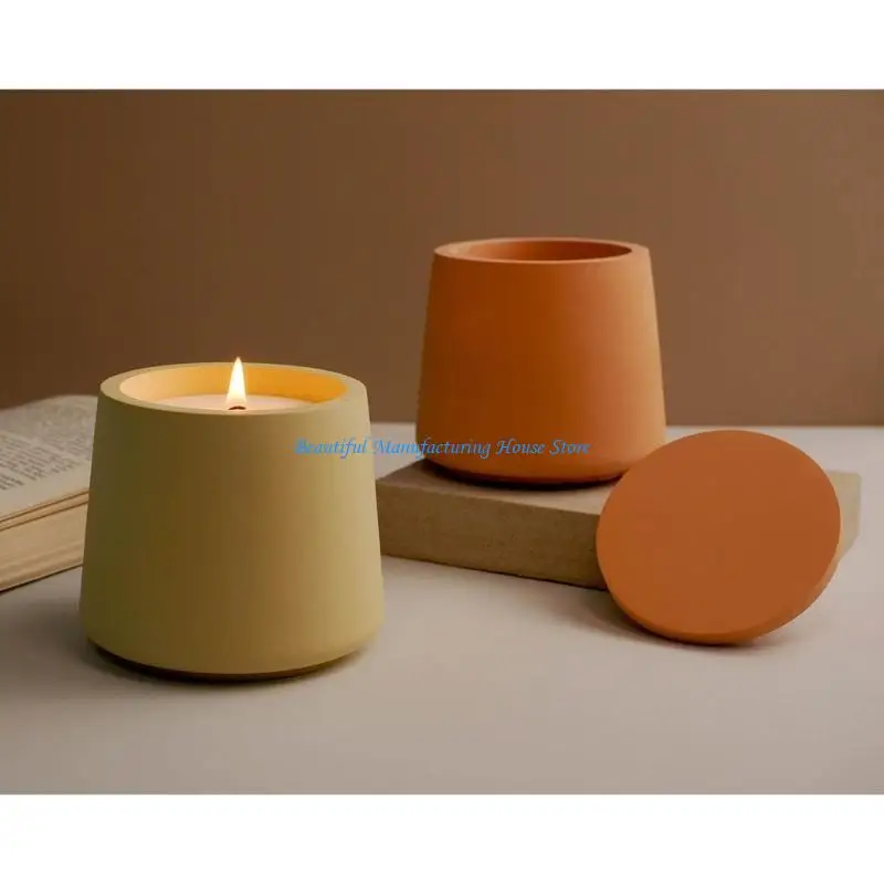 E56A الراتنج جرة العفن DIY شمعة مصنوعة يدويا كوب صندوق تخزين الاسمنت الجص قوالب السيليكون #3