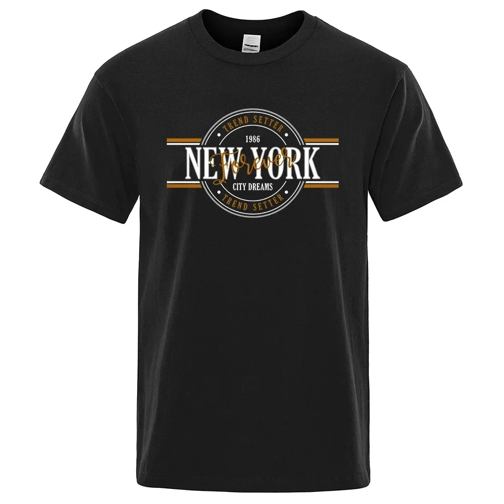 Trend Setter 1986 New York City Dreams Men T-Shirts Fashion Oversize Clothing Breathable Tops Harajuku Tee Clothes Streetwear