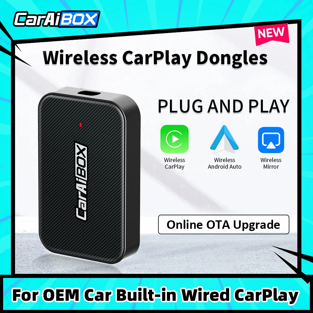 

CarAiBOX New Wireless CarPlay Dongle Wireless Android Auto Ai Box Mirrorlink Car Multimedia Player Bluetooth Auto Connect