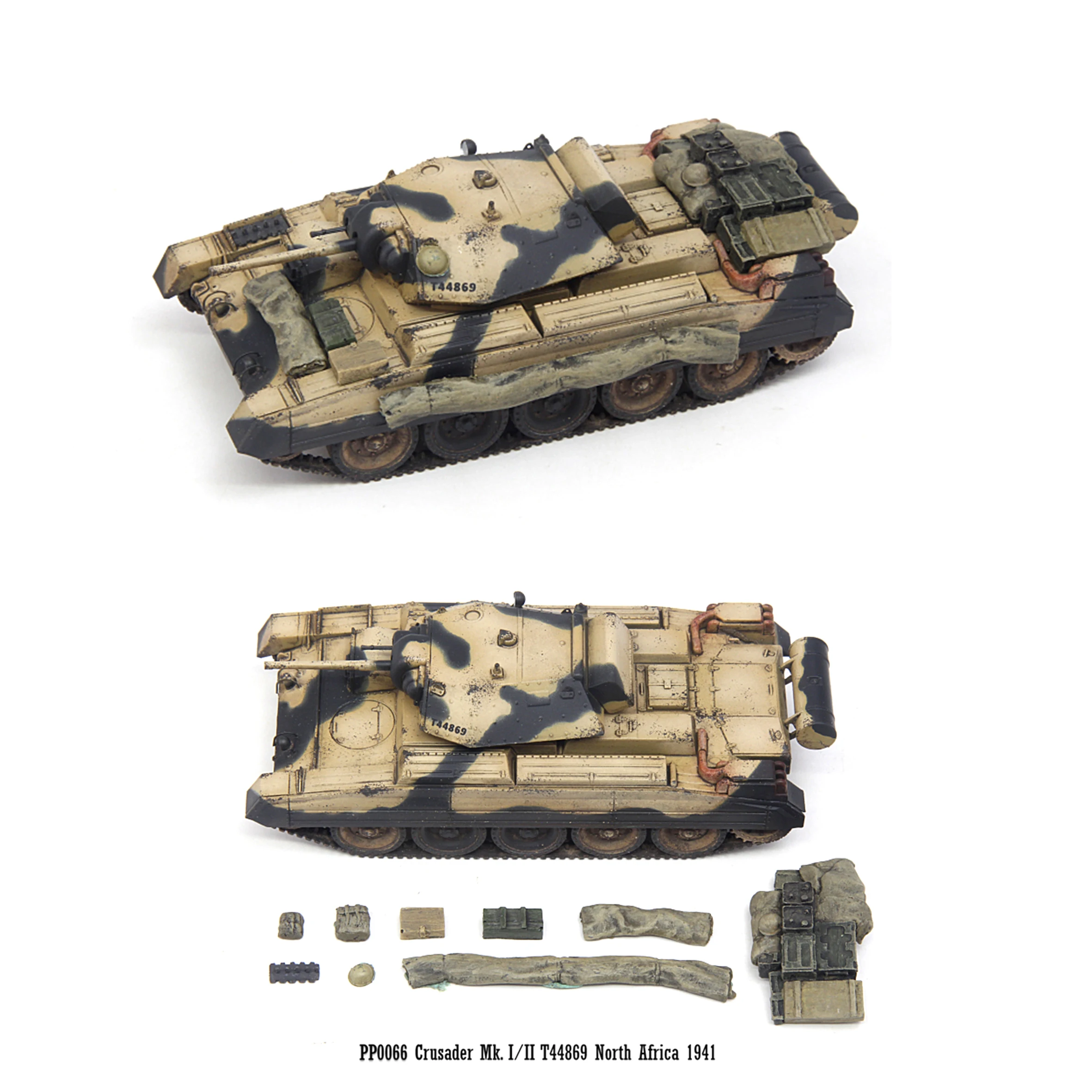 

1: 72 PP0066 British Crusader tank finished model T44869 Desert camouflage turretless North Africa 1941