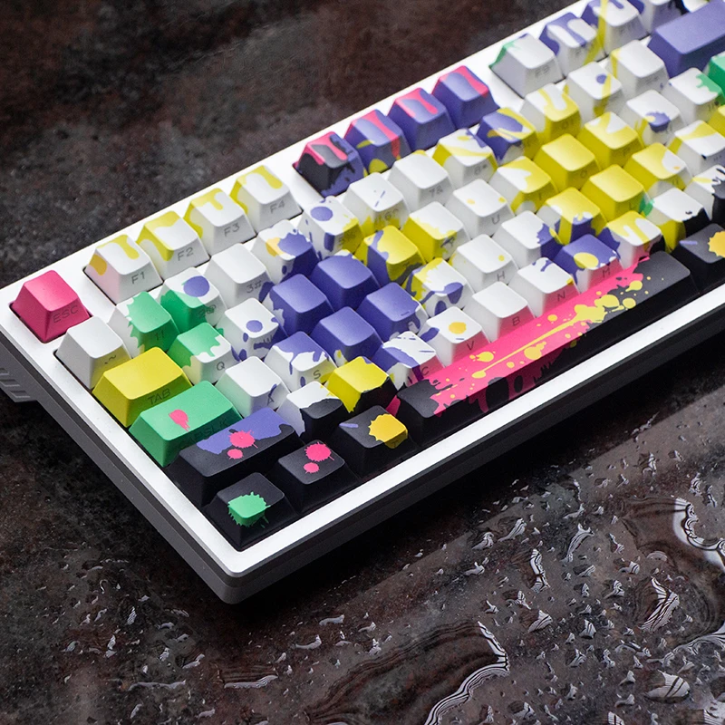 Graffiti PBT Keycaps 130 Keys Set Side Print Cherry Profile Backlight MX Switches Keycap For Mechanical Keyboard AULA F75 Mad 60