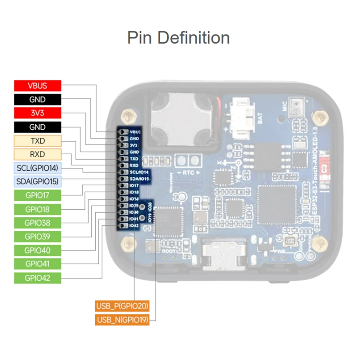 AA87C ESP32 S3 Papan Pengembangan Layar AMOLED 1.8 Inci Layar Sentuh QMI8658/MIC/Audio LVGL AI Jam Tangan Suara Yang Dapat Diprogram