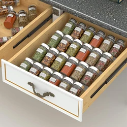 Acrylic Spice Drawer Organizer Rack, Seasoning Bottle Jar Storage, Under Desk Drawer Shelf, Hidden Tray, Kitchen Supplies, 4Tier